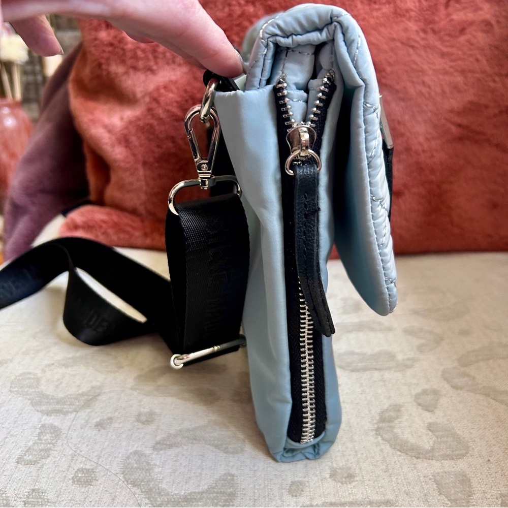 Steve Madden Light Blue Quilted Nylon Crossbody Bag - Picture 6 of 10